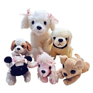 Bundle of 6 Plush Dogs Bearington Collection Poodle Pug Chihuahua